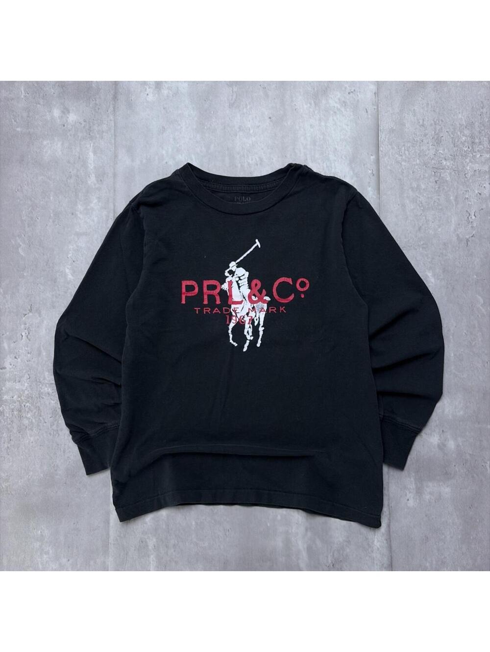 Y2K Black Polo Ralph Lauren Grunge Gothic Skater Long Sleeve Shirt